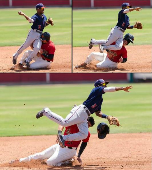 Rudy Flores Visalia 2014 sliding into second