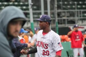 Carey after the game chatting with some fans